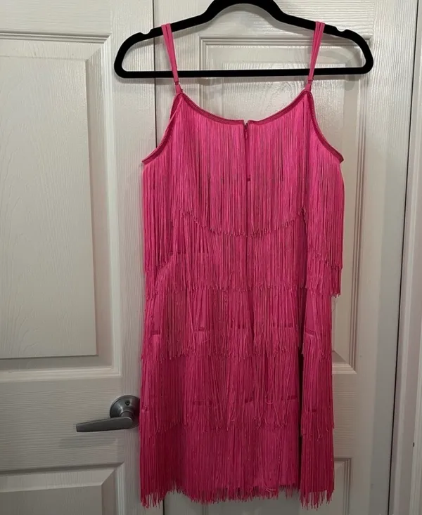 Main Strip Hot pink fringe dress - Image 2
