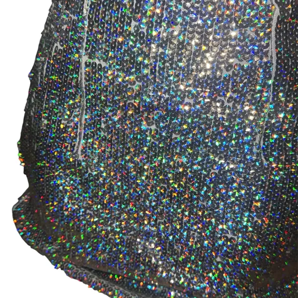 PrettyLittleThing Rhinestone Bodycon Mini Dress Black Sparkly Size 4 - Image 2