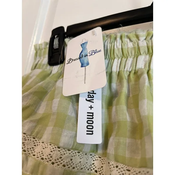 Day moon ruffle skirt. Green and white. Small - Image 4