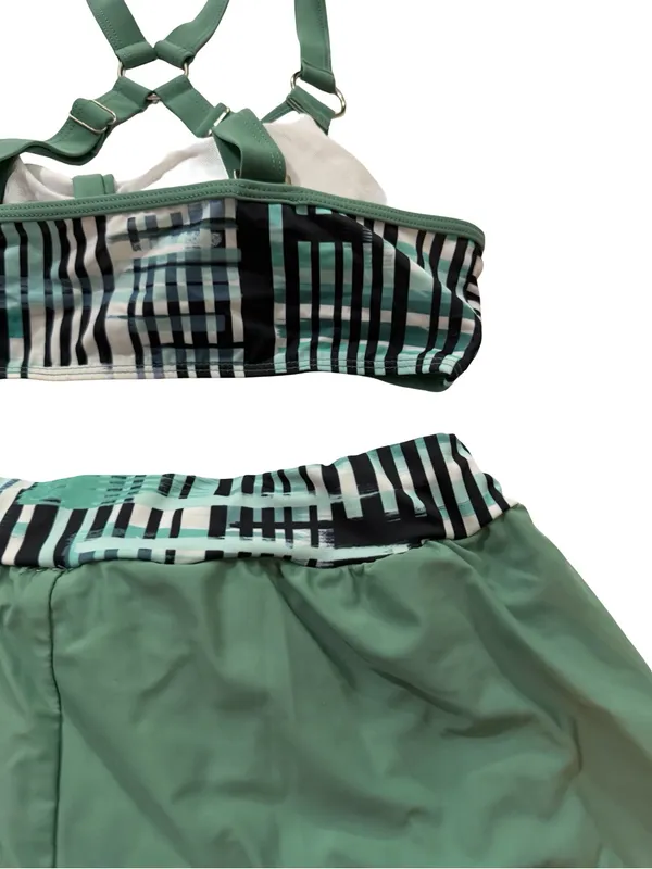 Amazon Brands Sage Green Plaid Cage Strap Bikini Swim Set Strappy Medium Women's - Image 11