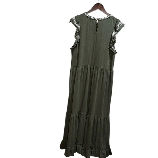 THML size small Flutter Sleeve Olive Dress - Image 9