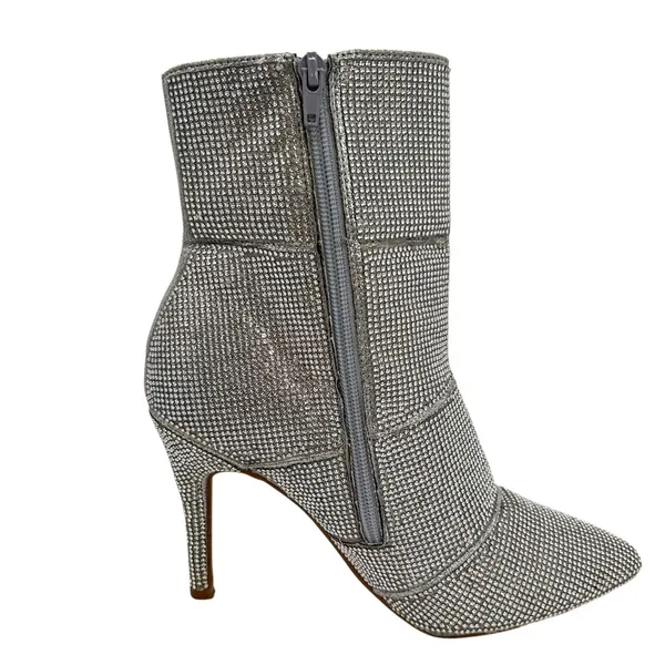 ATRENDY Rhinestone Ankle Boots Womens 7.5M Sparkly Silver Stiletto‎ Heel Party - Image 4
