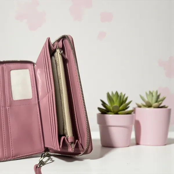 Steve Madden Pink Zip Around Wallet Wristlet Card Holder‎ Clutch - Image 6