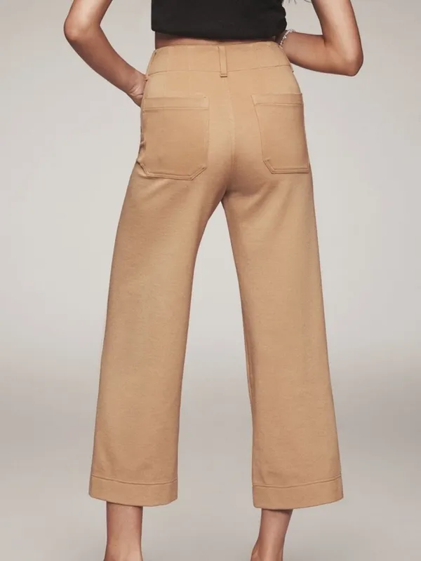 Anthropologie Maeve The Colette Knit Crop Wide-Leg Pants Size 28 True Camel Tan - Image 5