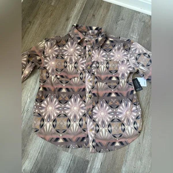 O’Neill Super Fleece Shacket Flannel Multi Color Pattern Pink Purple Soft Size M - Image 2