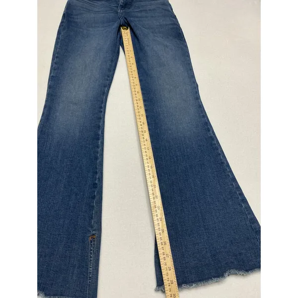 Lee Womens Flare Jeans Size 28 Bell Bottom Raw Hem Stretch Y2K Blue 112343951 - Image 3