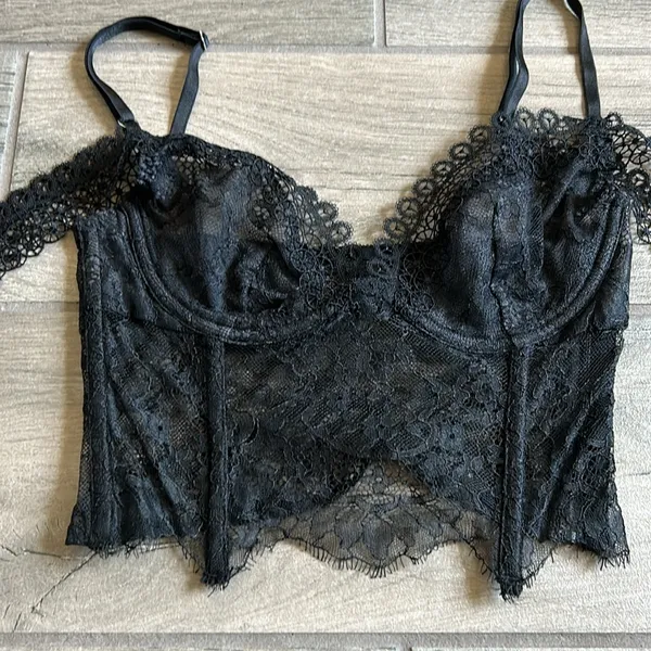 Lace zip side corset Black - Image 2
