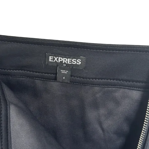 Express Faux Leather Off Center Zip Black Mini Skirt (Size 4) - Image 8