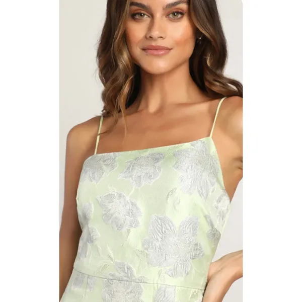 Lulu's Asymmetrical Formal Bodycon Mini Dress Light Green Silver Size Large NEW - Image 4