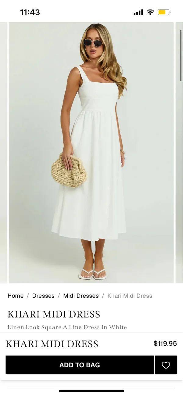 New Showpo Khari Midi Dress Linen Look Square A Line Dress Size 8 MSRP $119 - Image 2