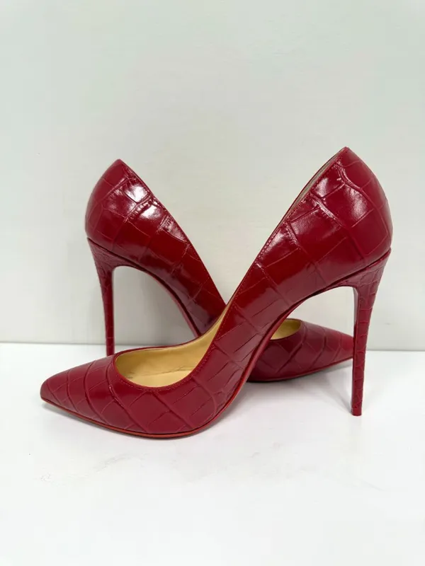 Christian Louboutin Pigalle Follies Mock-Croc Pumps - Image 8
