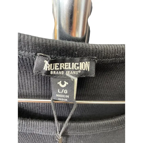 True Religion Womens Black HS Side Ruch Dress Size L SKU 9080 - Image 3