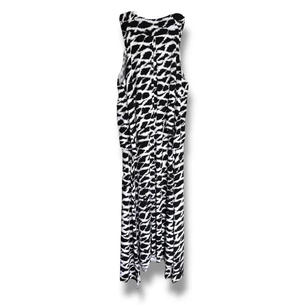 Rafaella Womens Dress Size S Black White Tie‎ Dye Flounce Deep V Neck Maxi - Image 2