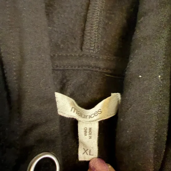 Maurices Womens XL Black Quilted Chest Pullover Hoodie Sweatshirt Curved‎ Hem - Image 2