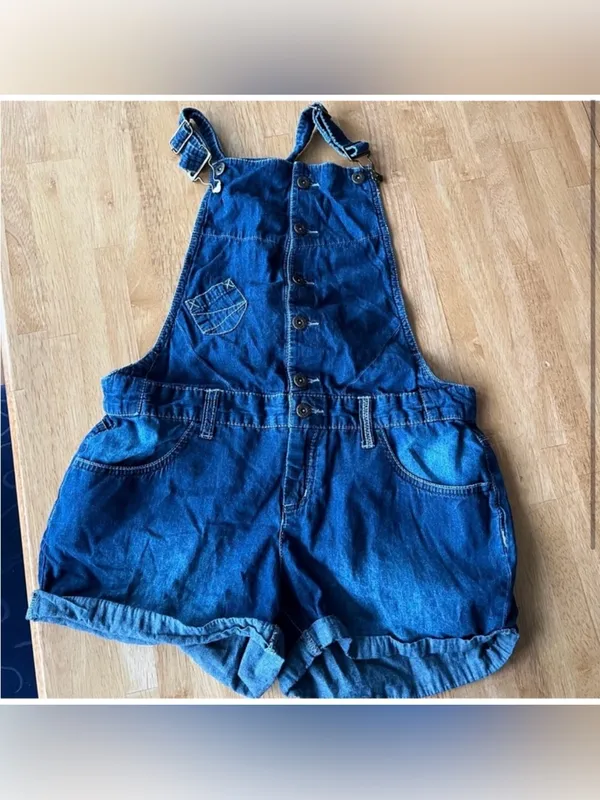 Denim Overall Shorts Small Blue - Image 3