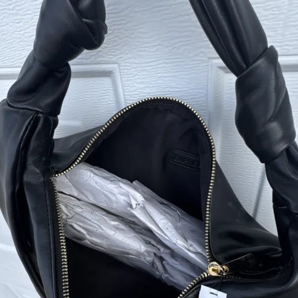 Express Black Knotted Handle Shoulder Bag for Women Zip Closure - Image 2