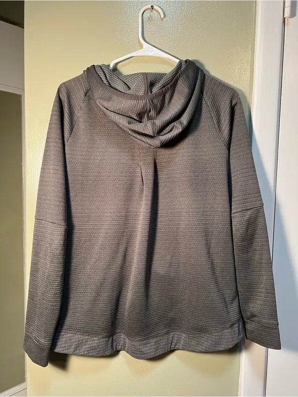 REI Co-Op Women's Size Medium Pullover Hoodie Dark Green Textured Marled Quilted - Image 7