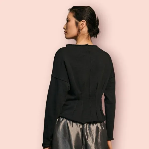 Pilcro Anthropologie Corset Sweatshirt Sweater Small Organic Cotton #1000 - Image 2