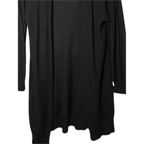 Black Open Front Long Cardigan Sweater Women’s Size Large - Image 3