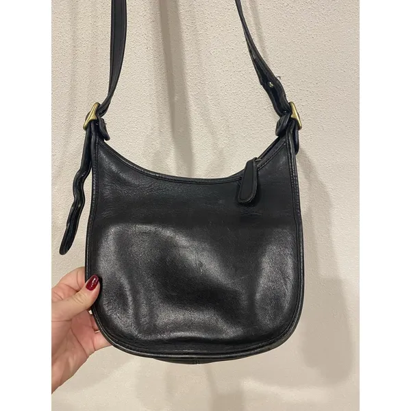 Vintage Coach Janice Legacy Crossbody Bag Womens Medium Black Leather Zip USA - Image 2