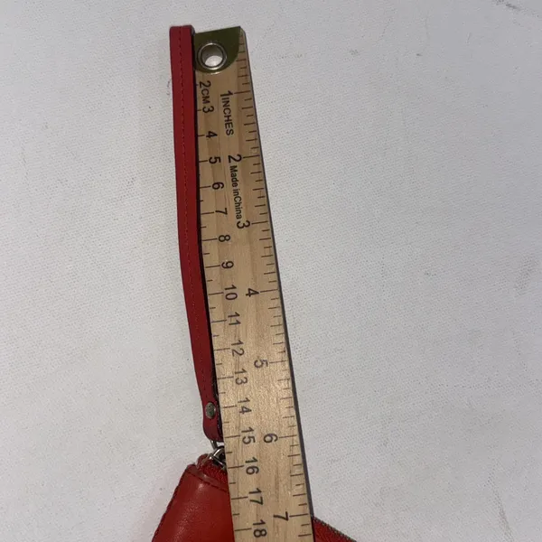 Vintage Y2K Kate Spade Logo‎ Leather Red Orange Zip Small Wristlet Wallet - Image 6