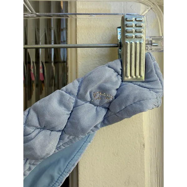 Frankies Bikinis Light Blue Quilted High‎ Cut Bikini Bottom Size Medium - Image 5