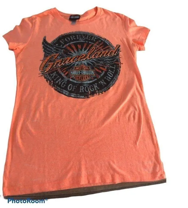 Harley-Davidson GRACELAND King Of Rock Roll 3D Tee T-Shirt Sz. JR-L Motorcyle - Image 2