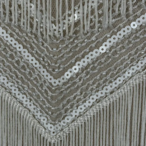 Lulu's Ivory Fringe Sequin Mini Dress Size Small Gatsby Flapper Cocktail‎ - Image 13