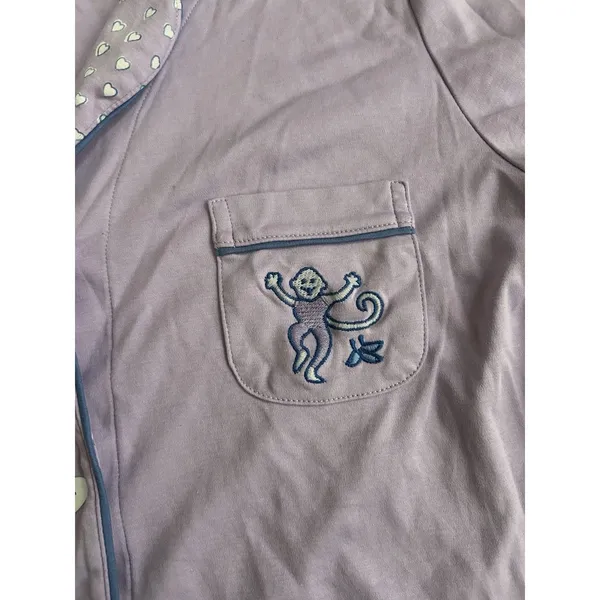 New Rare Roller Rabbit Monkey Embroidered Polo PJ Pajama Shorts Shirt Lavender M - Image 7