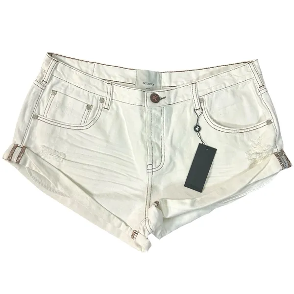 Free People One Teaspoon Bandits Low Waist Denim Shorts White Beauty NWT Size 34 - Image 6