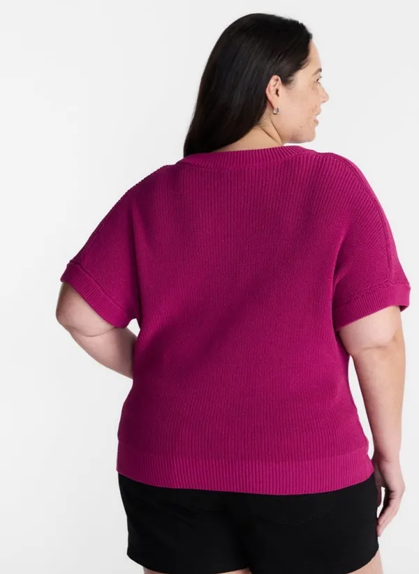 Plus crewneck sweater with short dolman sleeves - Image 3