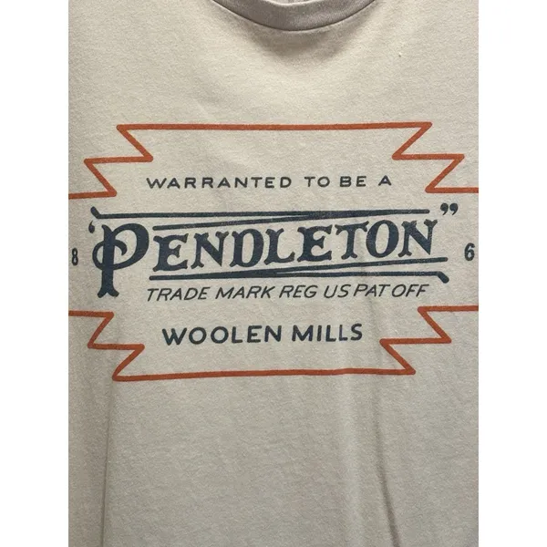 Pendleton Graphic Logo TShirt Women's Crew Neck Size L Tan Cotton‎ Casual - Image 2