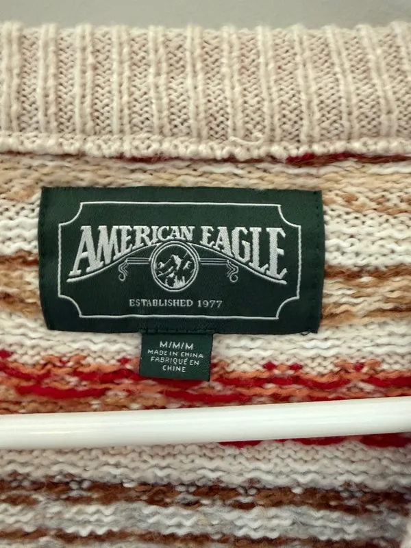 American Eagle Fair Isle Cropped Sweater Women’s M - Image 4