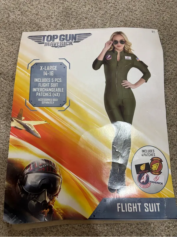 Top Gun Maverick Flight Suit Halloween Party Costume Women’s XL 14-16 - Image 2