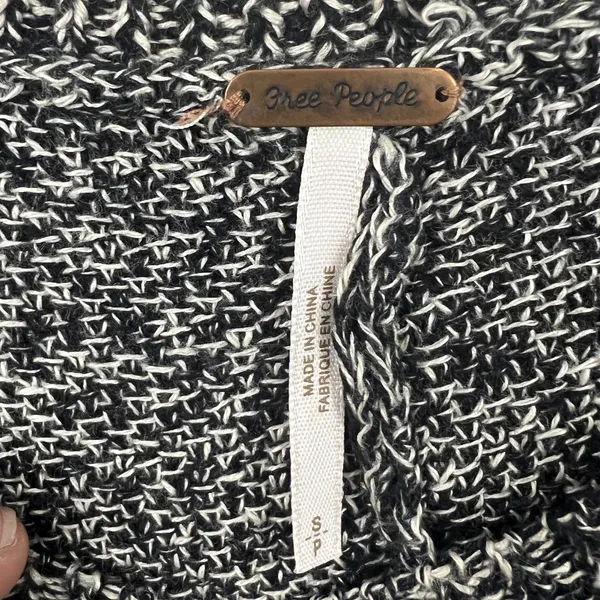 Free People Sweater Womens S Black Good Linen Blend Marled Open Back Dolman - Image 2