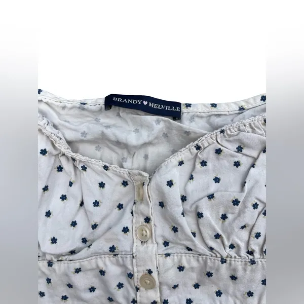 Brandy Melville Mini Sun Dress White With Blue Flowers - Image 6