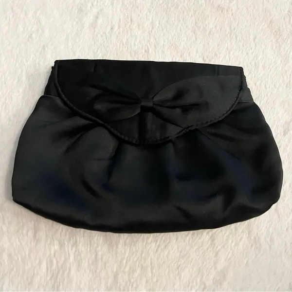 Vintage Black Satin Elegant Clutch Evening Bag - Image 8