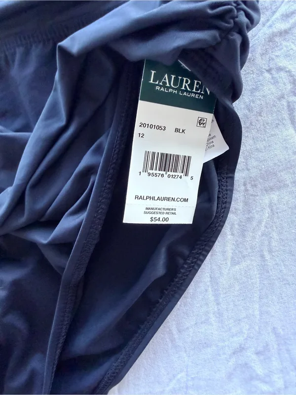 Ralph Lauren Black Ruched High-Waist Bikini Bottoms - Image 3