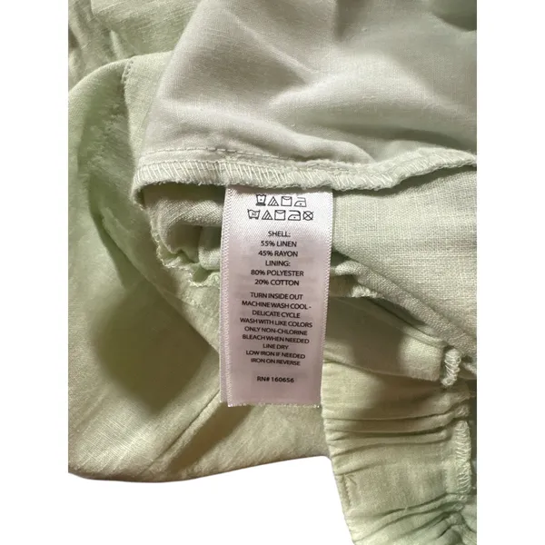 Sincerely Jules Linen Blend Cargo Pants Wide Leg Sage Mist‎ Women's L - Image 6