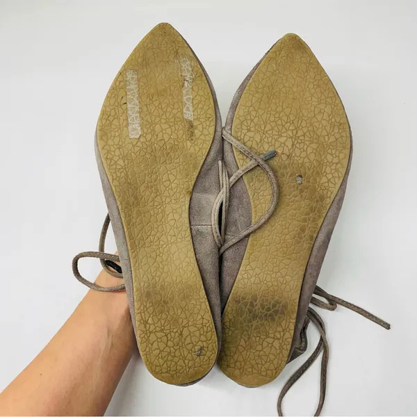 Steve Madden Eleanor Suede Lace-Up Ballet Flats Taupe Size 7.5 - Image 8