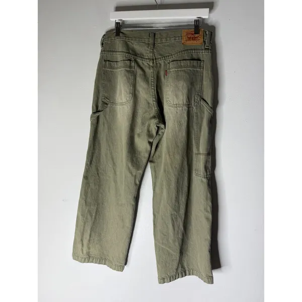 Levi's 577 green cargo jeans made in Hong Kong snap button‎ size 12 - Image 2