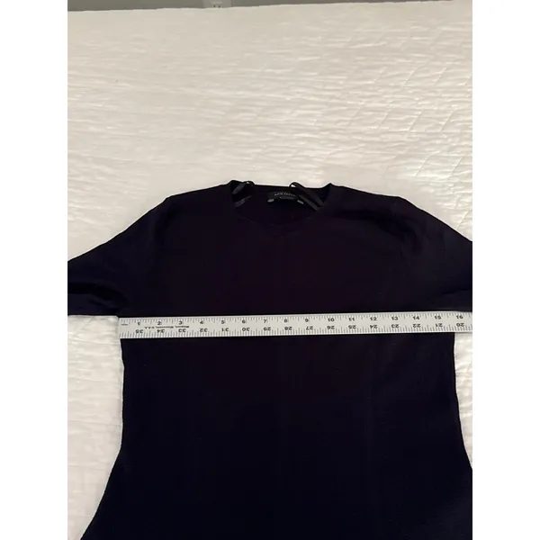 Ann Taylor Black Long Sleeve Fit and Flare Knit Dress‎ Womens small - Image 3