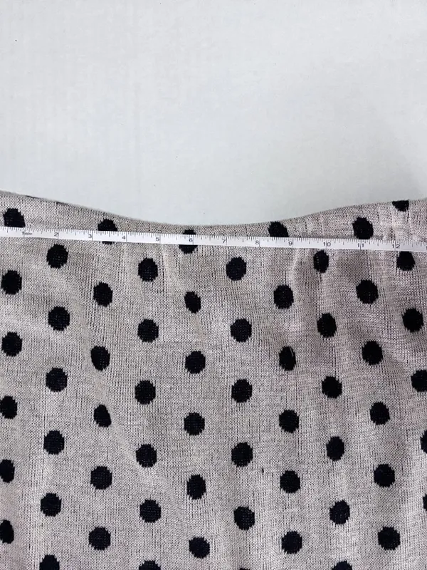 Vintage Polka Dot Knit Wool Blend Pencil Skirt - Size 6 - Tan Black Poka Dots - Image 3