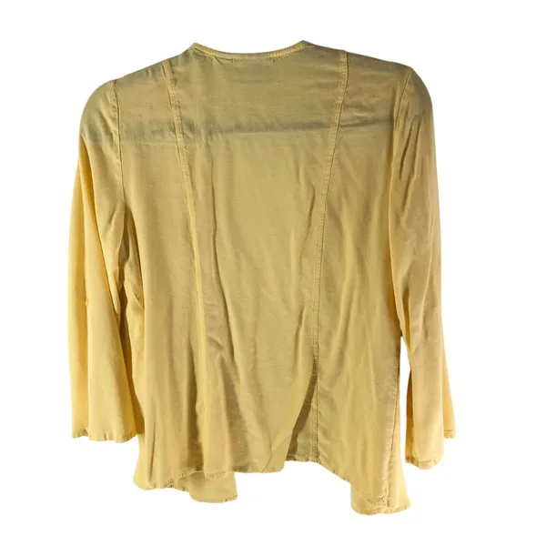 Chico's Cardigan Open Front 3/4 Sleeve Lightweight Cover Up Yellow Size 1 US M - Image 2