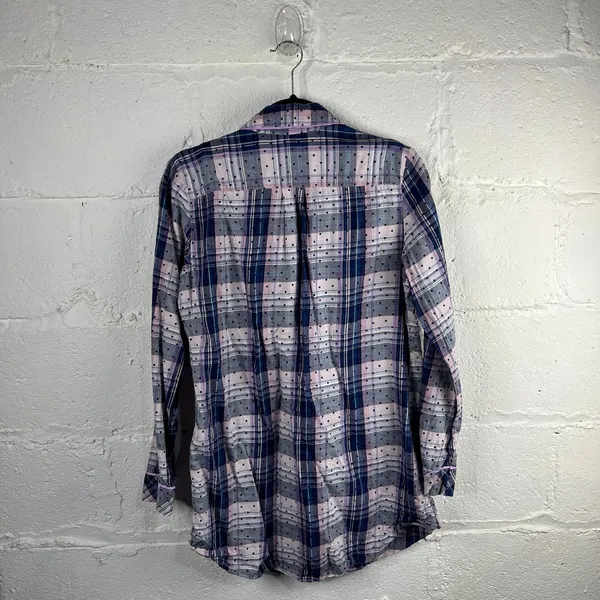 Victoria's Secret Women's Blue Purple Plaid Polka‎ Dot Nightgown Size Small - Image 5