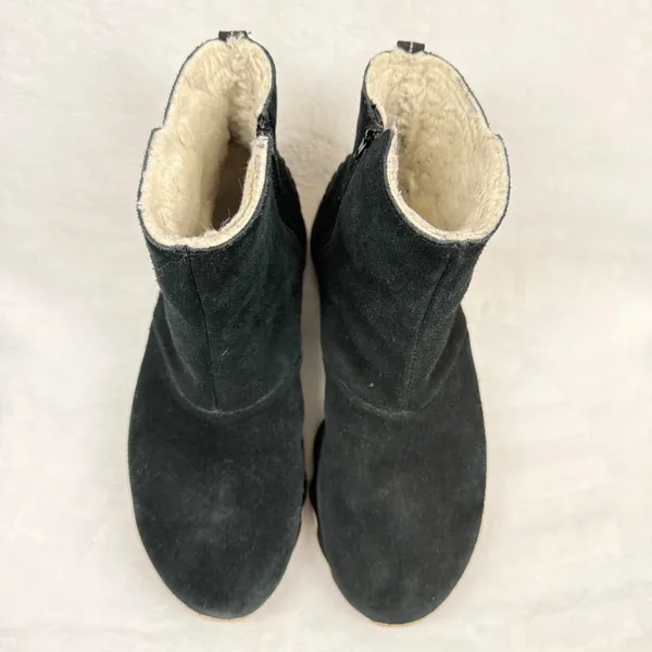 Sorel Kinetic‎ Short Black Suede Faux Fur Lined Ankle Boots NL3128-010 Womens 8 - Image 2