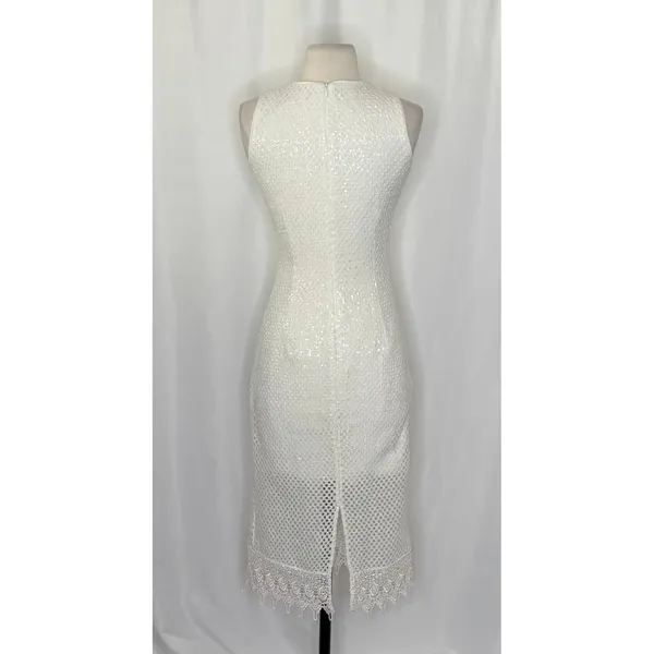 DRESS THE POPULATION Alina Sequin Crochet Lace Midi Dress Bridal‎ White Small - Image 7