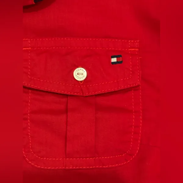 Tommy Hilfiger Red and Black Floral Shirt Size S - Image 6