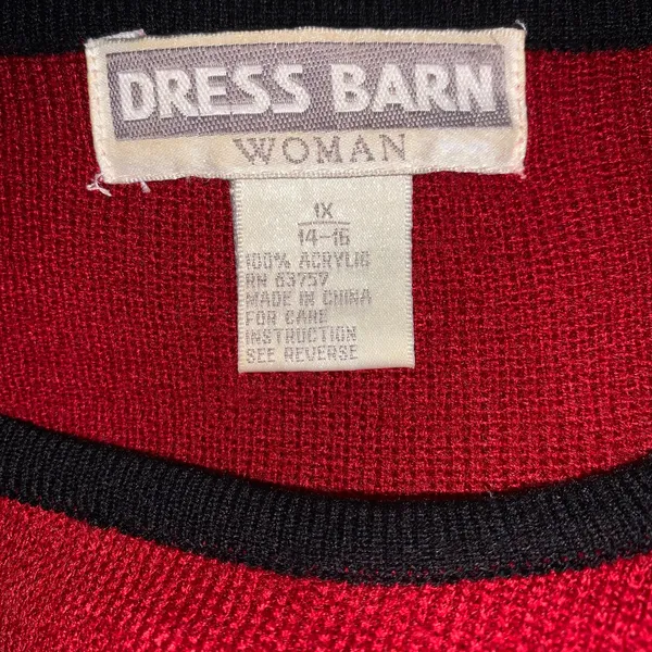 Vintage Dress Barn sweater red/black womens size 1X embroidered - Image 6