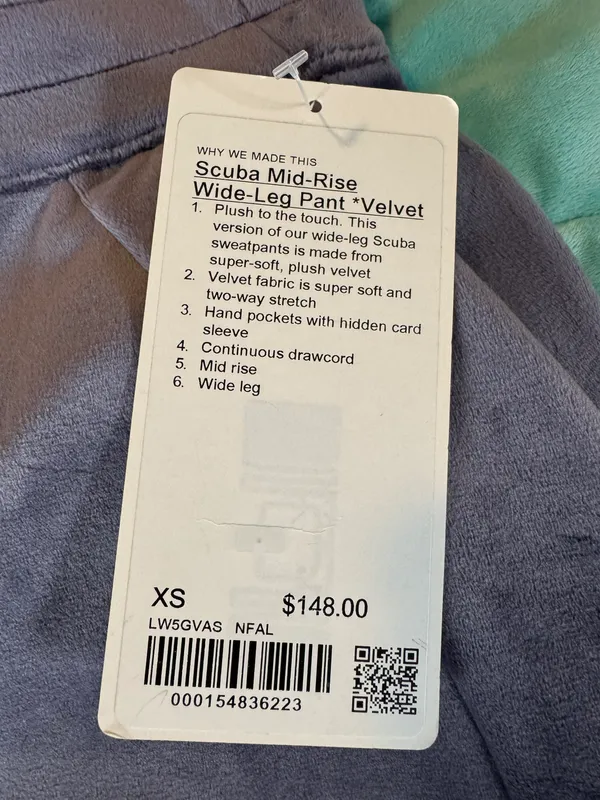 Lululemon Scuba Mid Rise Wide Leg Pant Velvet - Image 3